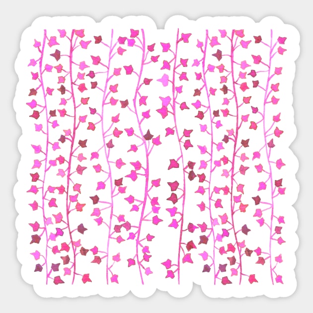 Watercolor Vines Pattern - Hot Pink Sticker by monitdesign